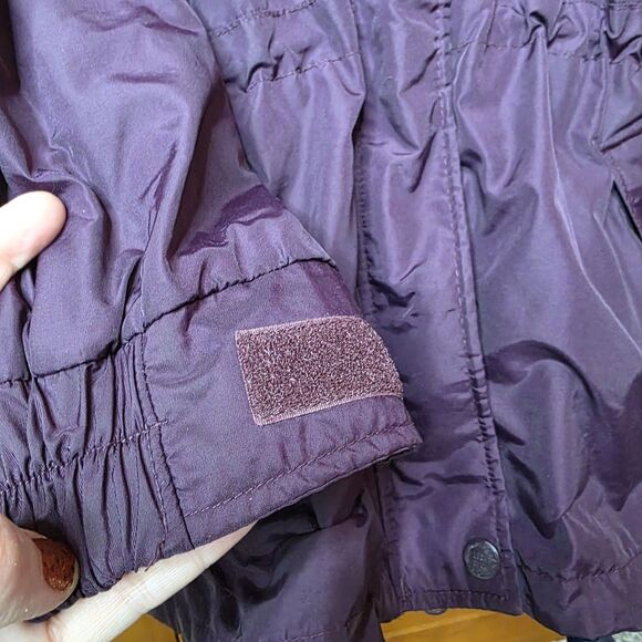 Vintage Columbia Long’s Peak Two Piece Coat Small Purple Green Fleece Lined Hood - Picture 12 of 16